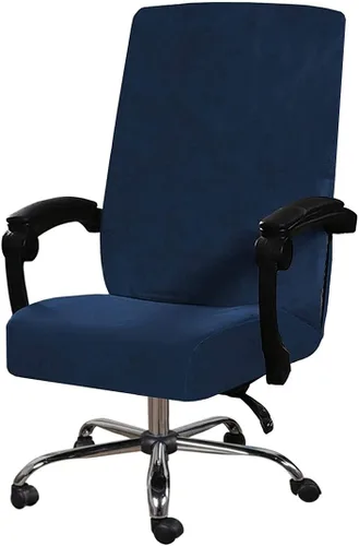 Vista 15 de Funda para silla de oficina con fundas para reposabrazos, funda elástica de terciopelo suave para silla de escritorio, fundas protectoras para silla
