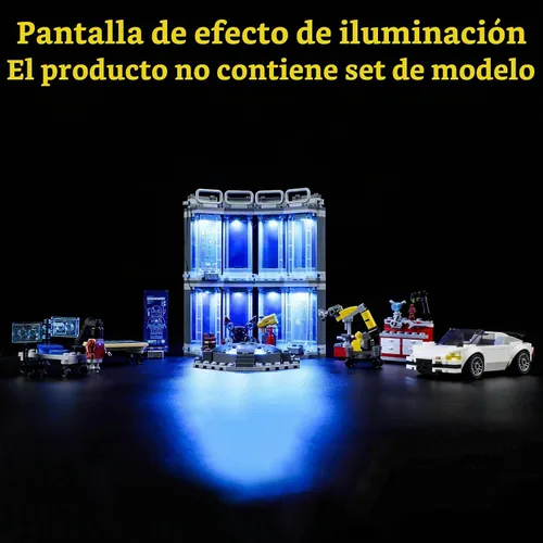 Vista 5 de GEAMENT Kit de luces LED compatible con Lego Iron Man Armory - Juego de iluminación para modelo de construcción 76216 (juego de modelos no incluidos)