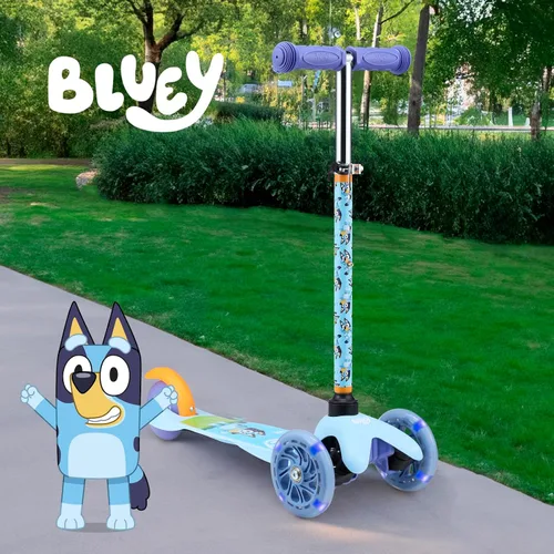 Vista 10 de Patinete para niños, auto equilibrio de 3 ruedas, ruedas LED iluminadas Azul