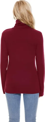 Vista 4 de TAIPOVE Suéter de manga larga con cuello de tortuga térmico para mujer ligero informal suave cómodo