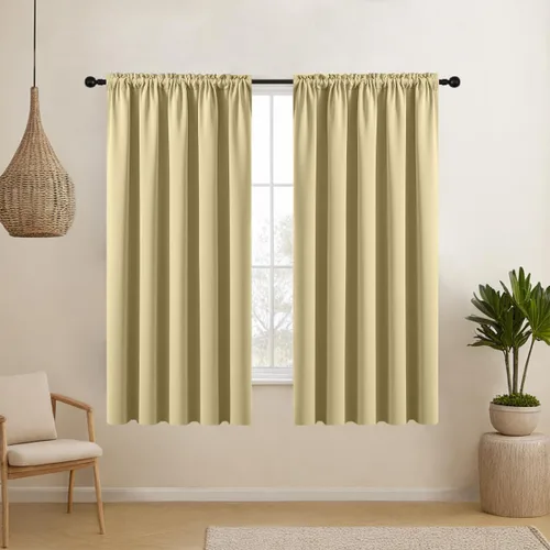 Vista 48 de CUCRAF Cortinas opacas cortas para oscurecer la habitación, paneles de cortina para ventana, bolsillo para cortinero, cortinas sólidas
