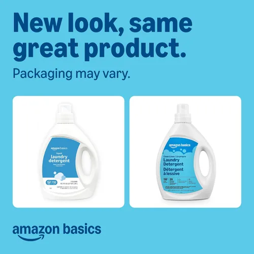 Vista 2 de Amazon Basics - Detergente líquido concentrado para ropa, Clean Linen, 110 cargas, 82.5 onzas líquidas, el embalaje puede variar