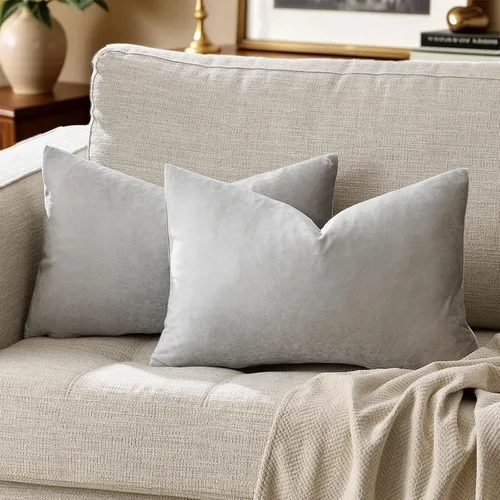 Vista 100 de GIGIZAZA Juego de 2 fundas de almohada doradas de terciopelo de 20 x 20 pulgadas para sofá Almohadas para sofá, tela texturizada suave de 9.88