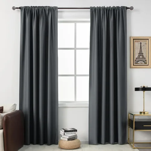 Vista 13 de DUALIFE Cortinas opacas de 45 pulgadas de largo, 2 paneles para ventanas pequeñas de dormitorio, aislamiento térmico, bolsillo para barra, cortinas