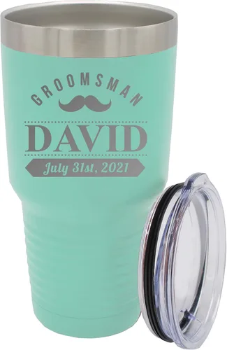 Vista 24 de Vaso de padrinos de boda grabado personalizado, taza de acero inoxidable aislada personalizada para padrino de boda, despedida de soltero, boda