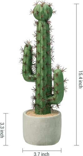 Vista 5 de MyGift Planta artificial de cactus saguaro de 16 pulgadas en maceta de cemento, decoración del suroeste para interiores