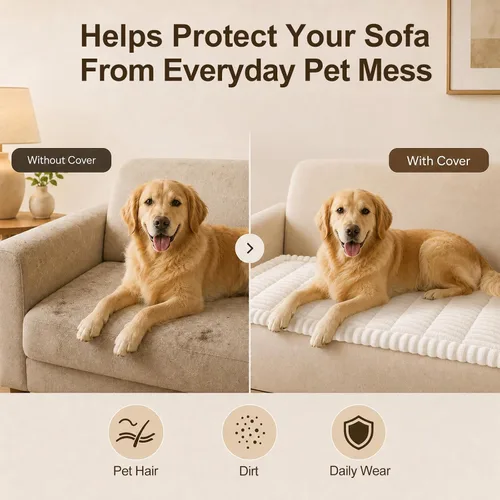Vista 32 de decorUhome Funda de sofá para perros, funda antideslizante y mullida para sofá, para asiento, respaldo y reposabrazos, protector de sofá suave
