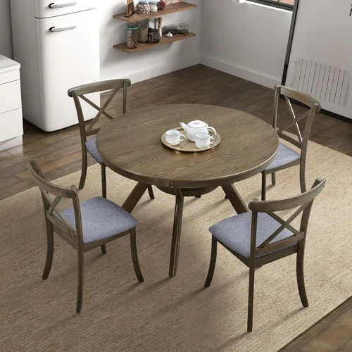 Vista 2 de Dining Chairs Set of 2, Table & Chair Sets, Modern Fabric Upholstered Kitchen Side Chairs, Cross Back Rubber Wood Farmhouse Dining Room Chairs with