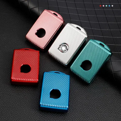 Vista 6 de Funda para llavero de automóvil con textura de fibra de carbono de TPU, se adapta a Volvo XC90 XC60 XC40 S60 S90 V90 V60 Polestar 1 T5 T6 Accesorios