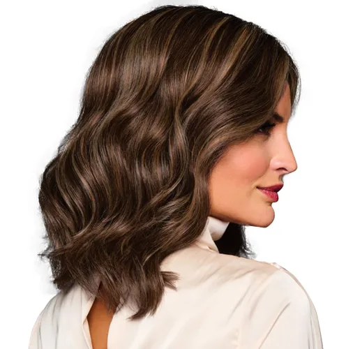 Vista 3 de Raquel Welch Bella Vida - Peluca ondulada en capas, 100% atada a mano, longitud de hombro por Hairuwear, gorra pequeña promedio, RL10/12 castaño