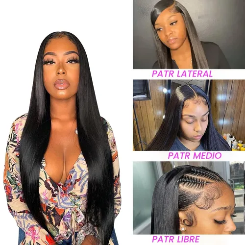 Vista 7 de Pelucas de encaje frontal rectas de cabello humano bunGiol pre arrancadas con cabello de bebé HD Pelucas de encaje frontal 13x4 sin pegamento