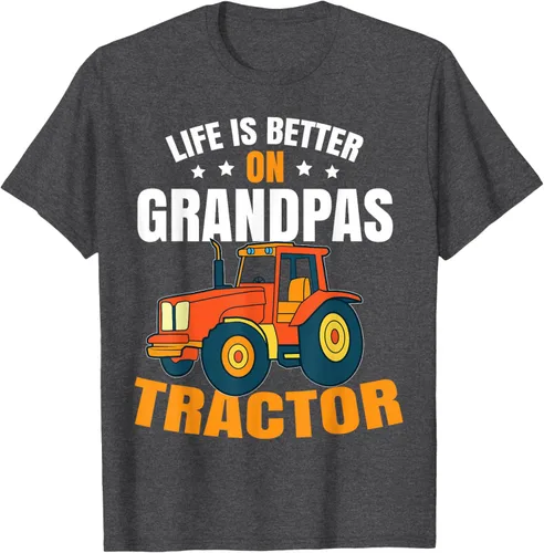 Vista 27 de Life Is Better On Grandpas Tractor Kids Farm Tractor Boy Camiseta, Negro