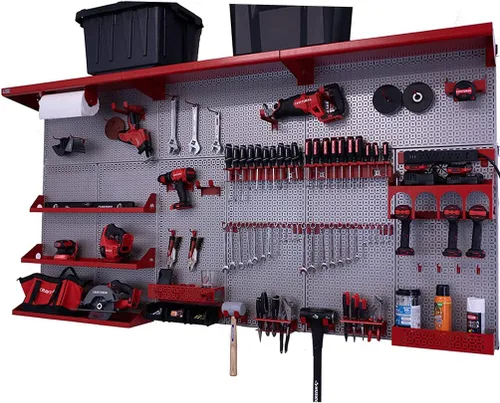 Vista 16 de OmniWall Weekend Warrior XL - Sistema de organización de pared de metal (negro/azul)