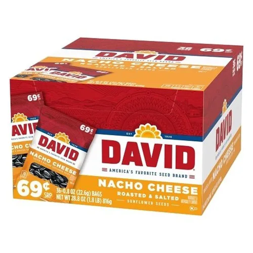 Vista 4 de Semillas de girasol David Seeds, queso Nacho, 0.8 onzas, 36