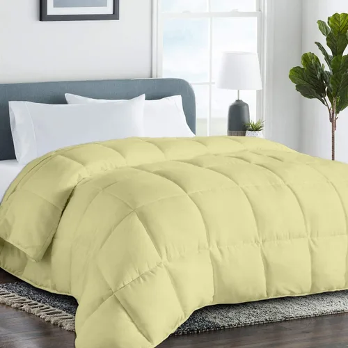 Vista 9 de Edredón de algodón alternativo hipoalergénico para todas las estaciones, ultra suave, relleno 750, tamaño individual XL, mide 68 x 92 pulgadas, Negro