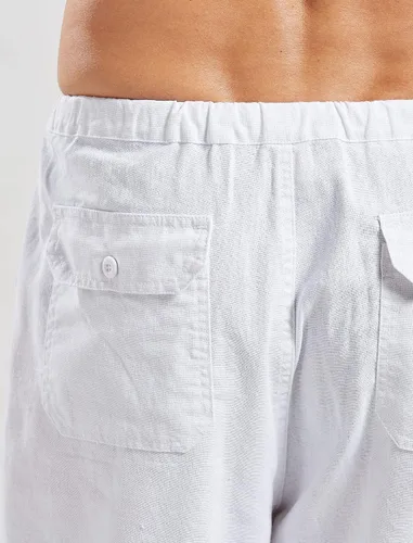 Vista 5 de utcoco Qiuse - Pantalones de playa para hombre, corte holgado, pierna recta, cintura elástica, marino