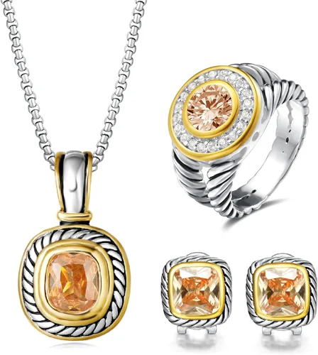 Vista 5 de UNY JEWEL Anillo de alambre trenzado de dos tonos con vástago dividido pavé CZ joyería inspirada en el diseñador único anillo de moda para mujer