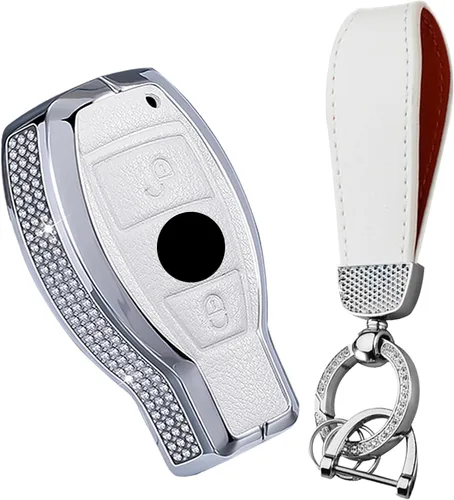 Vista 12 de ontto Funda para llavero de automóvil de 2 botones, de cuero, compatible con Mercedes-Benz A Class B, C, E, S, G, M, V, Clase CLA, GLA, GLC, GLE