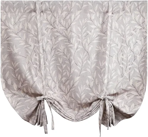 Vista 12 de VOGOL Cortinas con estampado de pájaros campestres, 30 x 24 pulgadas, 2 paneles, beige Linen Look Texture, Decorative Small Window Treatment