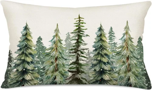 Vista 11 de Holly Jolly - Fundas de almohada navideñas de copos de nieve azul claro, decoración de casa de campo, funda de almohada de 12 x 20 pulgadas, fundas