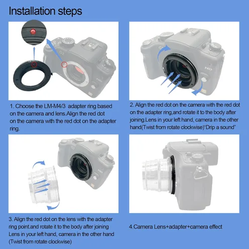 Vista 5 de Adaptador de lente LM a M4/3, compatible con LM Zeiss ZM, lente Voigtlander VM para con cámara de montaje micro 4/3 (MFT, M4/3), como EP1, EP2, EP3