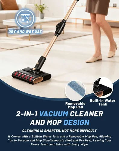Vista 3 de Aspiradora, Osmo Provacuum - Potente succión de 15000 pa, revelación de polvo de luz verde ancha de 140°, aspiradora plegable, rodillo antienredos