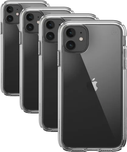Vista 8 de Speck Funda transparente para iPhone 11, protección contra caídas, antiamarilleo, antidecoloración, delgada, transparente, absorbente de golpes