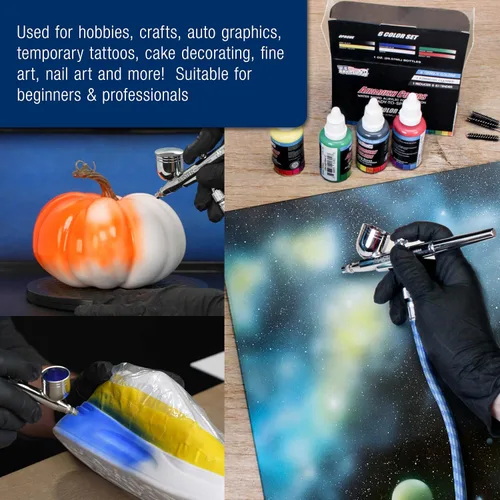 Vista 7 de Master Airbrush Cool Runner II Kit de sistema de aerógrafo de doble ventilador, kit de cepillo de aire con compresor de aire y 3 aerógrafos