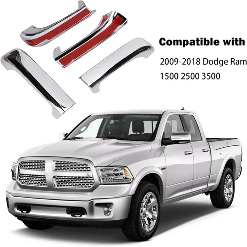 Vista 2 de Tutor Auto Coberturas de manija de puerta cromadas Compatibles con Dodge Ram 1500 2500 3500 2009-2018 - Manija de puerta exterior Compatible