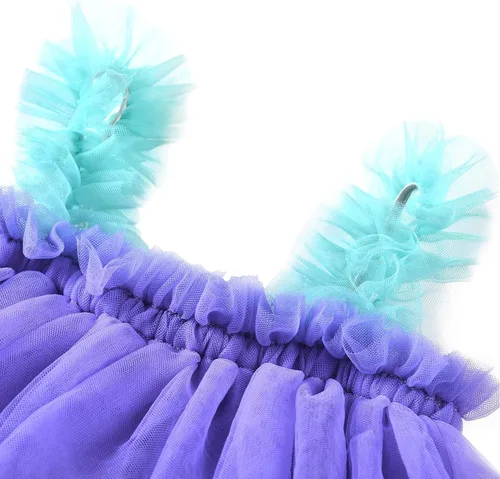 Vista 3 de Vestido tutú de tul para niña vestido de tutú sin mangas vestido de princesa con diadema de flores