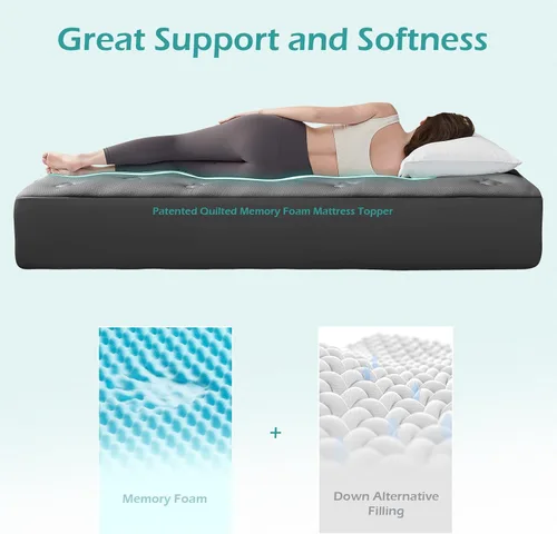 Vista 4 de Hansleep - Cubrecolchón de espuma viscoelástica tamaño individual Viscose Derived from Bamboo, Twin Size Mattress Pad Cover for Back Pain Relief