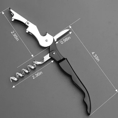 Vista 11 de Abrevino profesional resistente, llave de vino compacta y plegable, sacacorchos de acero inoxidable resistente, doble bisagra, cortador de lámina