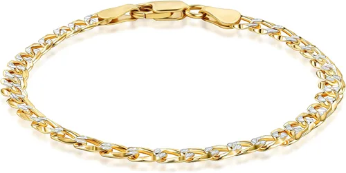 Vista 4 de PORI JEWELERS Pulsera de cadena cubana de oro de 18 quilates sobre plata de ley 925 italiana de 0.197 in con corte de diamante macizo para mujeres