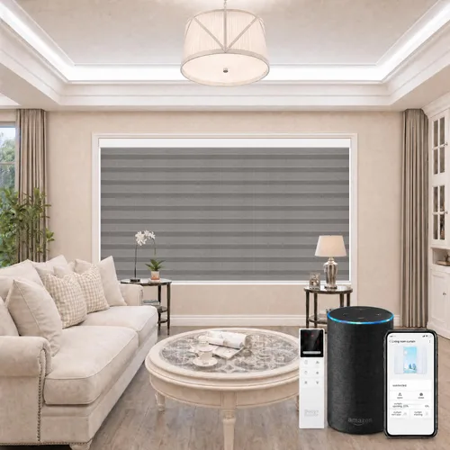 Vista 11 de TIPIACE Smart Motorized Zebra Shades con Alexa (negro)