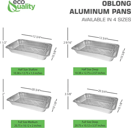 Vista 4 de Sartenes de aluminio desechables de 9 x 13 pulgadas, mesa de vapor, bandejas de aluminio poco profundas resistentes – sartenes de papel de hojalata