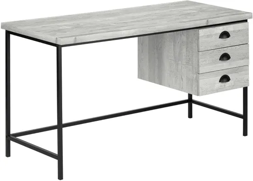 Vista 6 de Monarch Specialties Escritorio industrial para computadora con 3 cajones, marco de metal, mesa de estudio rectangular para laptop, 55 pulgadas