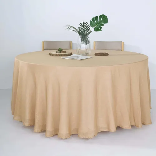 Vista 23 de Efavormart Mantel Redondo de Arpillera Sintética de Yute Natural de 90 Pulgadas - Cubierta de Mesa Rústica Boho Chic Estilo Granja para Navidad