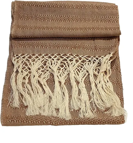 Vista 9 de ALKIMIA INC Chal Rebozo de algodón hecho a mano mexicano Negro