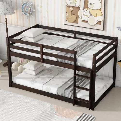 Vista 21 de Twin Size Bunk Bed with Panelled Headboard and Footboard, Antique Dark Oak Antique Oak