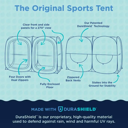 Vista 3 de WeatherPod® Side-by-Side™ 2-4 Person Pop-Up Sports Tent Pod - The Original Shark Tank Instant Setup All-Weather Shelter for Outdoor Sports, Rain