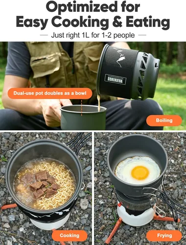 Vista 3 de Odoland 1L Heat Exchanger Backpacking and Camping Stove System