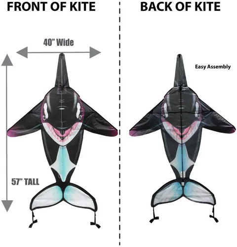 Vista 3 de WindNSun Sealife - Cometa de poliéster Ripstop Orca, 57 pulgadas de alto