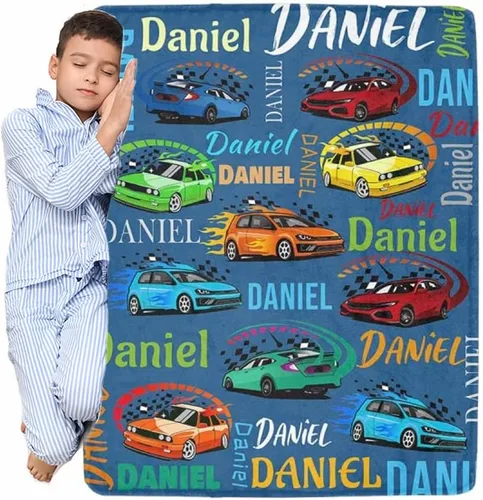 Vista 11 de Manta personalizada de camión para niños, manta personalizada para automóvil con nombre, manta suave de dibujos animados para regalo de Navidad