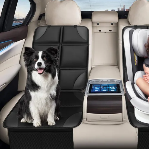 Vista 4 de Protector de Asiento de Coche, Protector de Asiento con Acolchado Grueso Debajo del Asiento de Coche del Bebé, Funda de Asiento de Tela