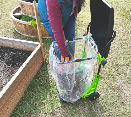 Vista 6 de Bosmere Carrito de jardín multiusos, cubo de basura plegable ajustable para patio, cubo de basura portátil