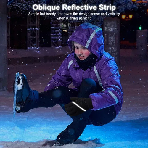 Vista 4 de OOPOR Guantes de invierno cálidos para correr, para niños, para clima frío, ciclismo, nieve, esquí, deportes, niños y niñas de 4 a 12 años