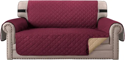 Vista 14 de Funda impermeable para sofá biplaza, protector de sofá acolchado para sofá de 2 asientos, protector de muebles antideslizante para perros y mascotas