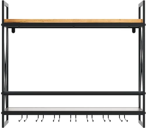 Vista 4 de MBQQ Estantes de vino rústicos montados en la pared con soporte para vidrio de 6 vástagos, estante de vino industrial de metal de 23.6 pulgadas