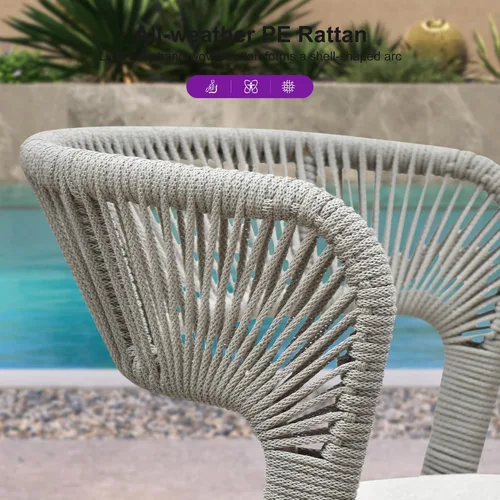 Vista 9 de PURPLE LEAF Silla de comedor al aire libre, 2 piezas, para todo tipo de clima, mimbre de mimbre, marco de aluminio, silla de comedor para patio