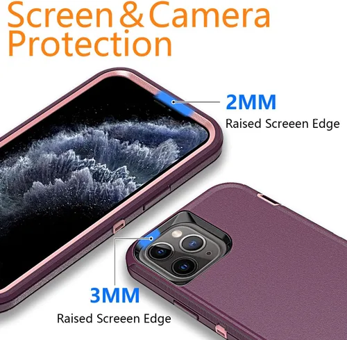 Vista 5 de YmhxcY Funda para iPhone 11 Pro, a prueba de golpes, a prueba de caídas, a prueba de polvo, a prueba de caídas, 3 capas, duradera, funda de teléfono